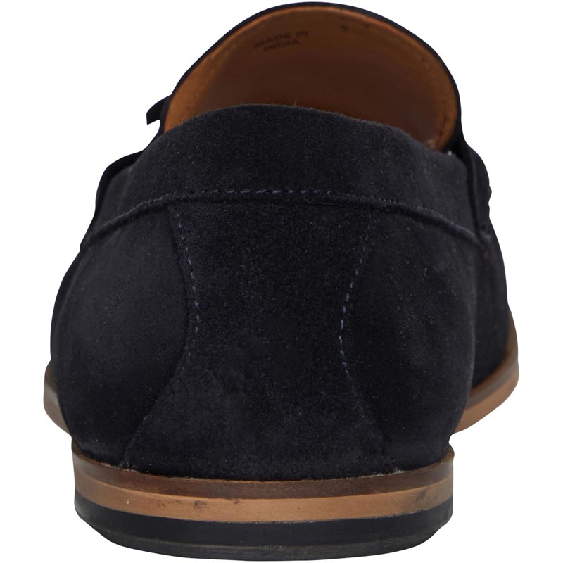 Dune Mens London Blaisse Tassel-Trim Loafers Navy