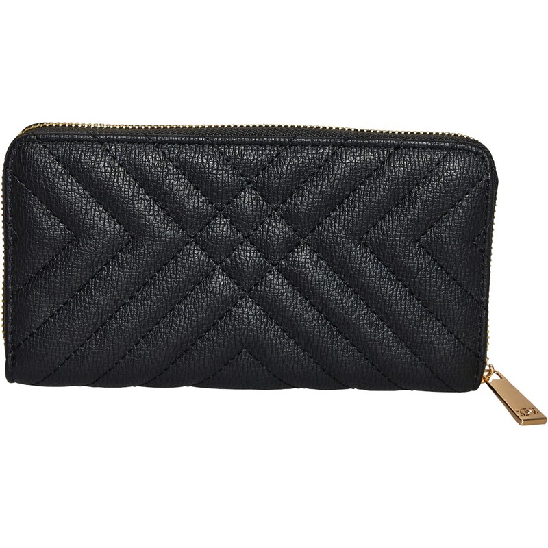 Dune Womens Quilted Zip Around Purse Black