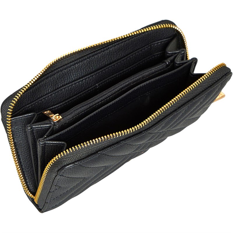 Dune Womens Quilted Zip Around Purse Black