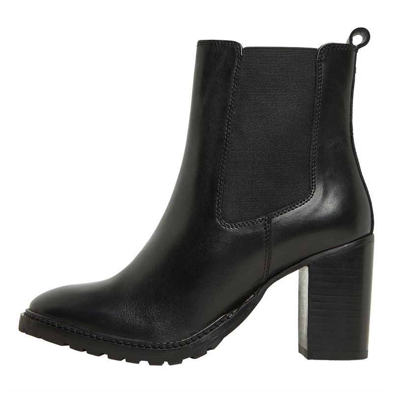 Dune Womens Petition Heeled Chelsea Boots Black Leather