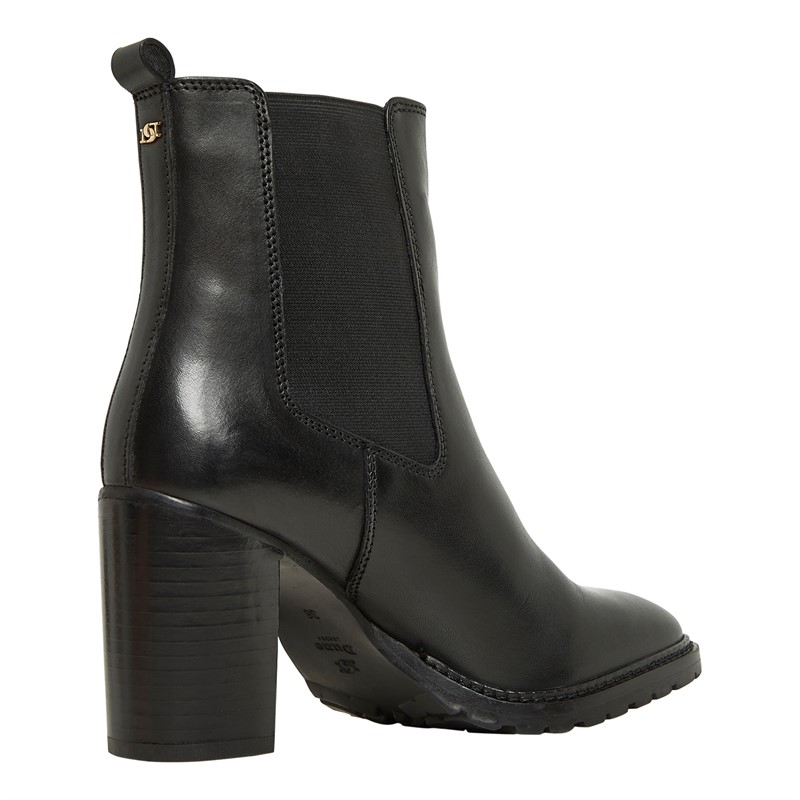 Dune Womens Petition Heeled Chelsea Boots Black Leather