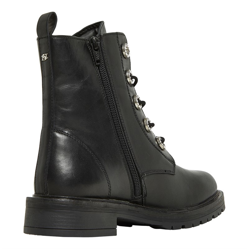 Dune Womens Precious 2 Combat Boots Black Leather