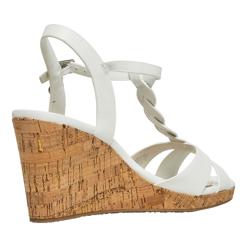 Dune Womens Wide Fit Koala Wedge Sandals White