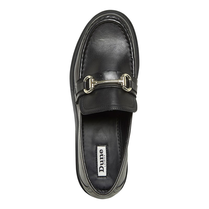 Dune Womens Glacial Chunky Sole Loafers Black