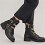 Dune Womens Plazas Buckle Boots Black/Black Leather