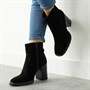 Dune Womens Peng Heeled Ankle Boots Black Suede