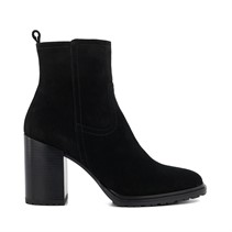 Dune Womens Peng Heeled Ankle Boots Black Suede