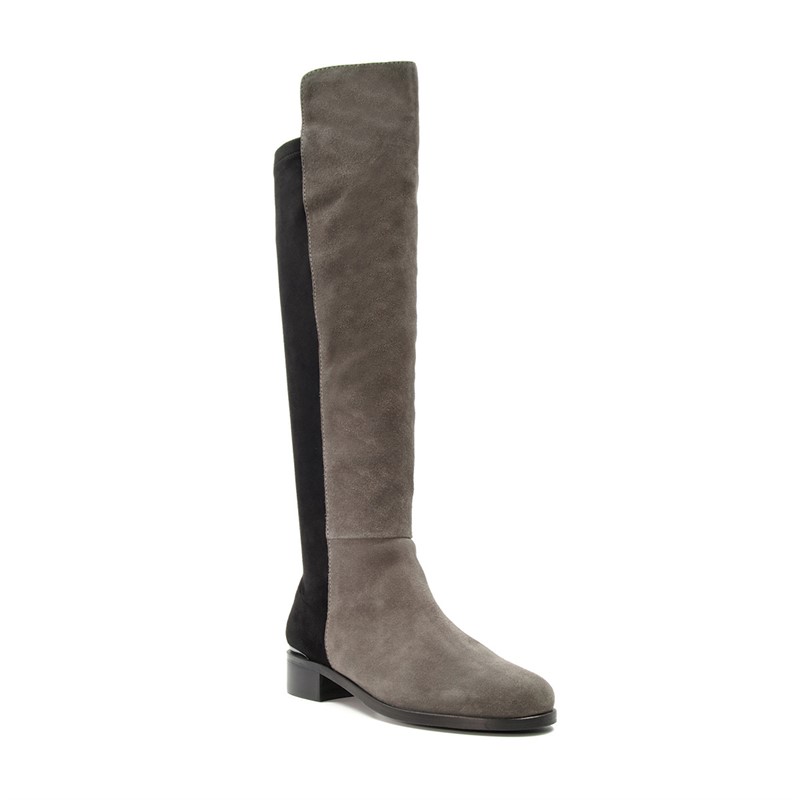 Dune Womens Trische Luxe XX Knee High Boots Dark Grey Suede