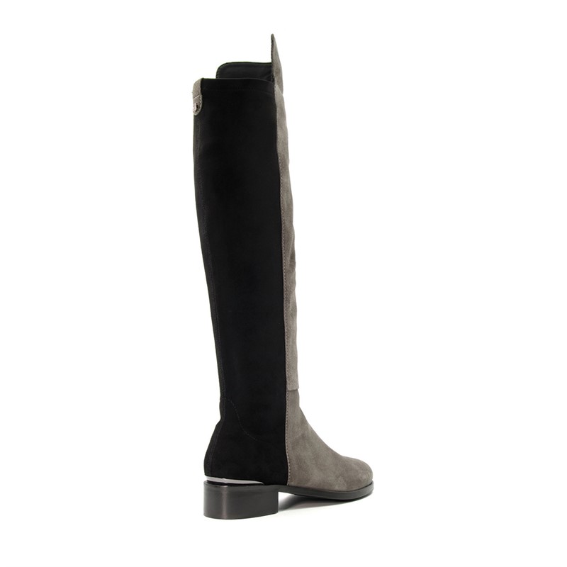 Dune Womens Trische Luxe XX Knee High Boots Dark Grey Suede