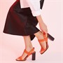 Dune Womens Jacie Heeled Sandals Orange
