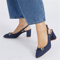 Dune Womens Crest Sling Back Heels Navy