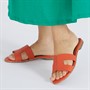 Dune Womens Loopers Flat Mule Sandals Orange