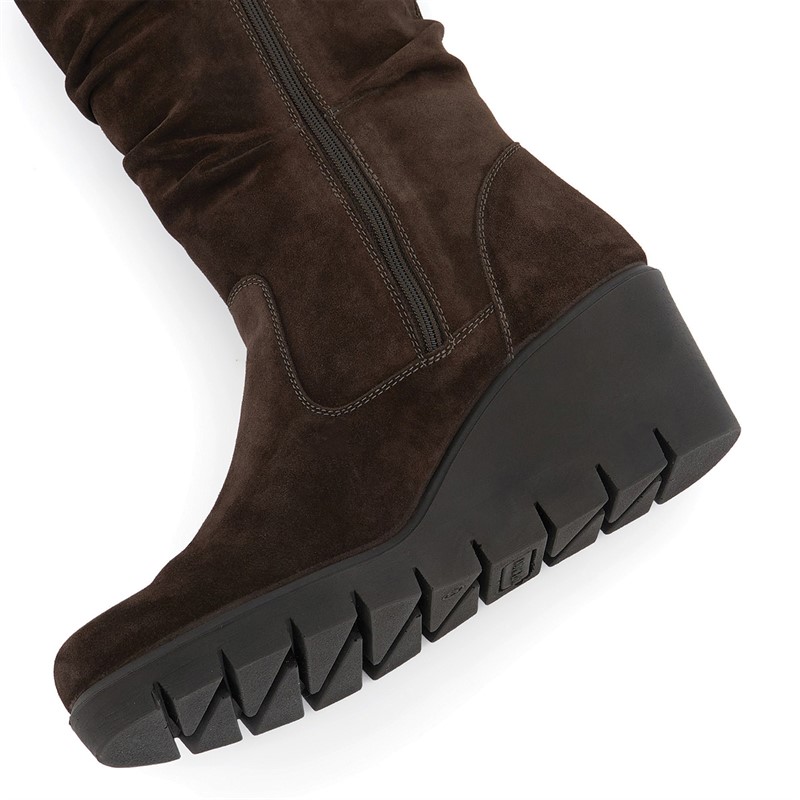 Dune Womens Tasha Wedge Boots Brown Suede