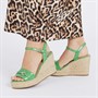 Dune Womens Kai Wedge Sandals Greenrept Print Leather
