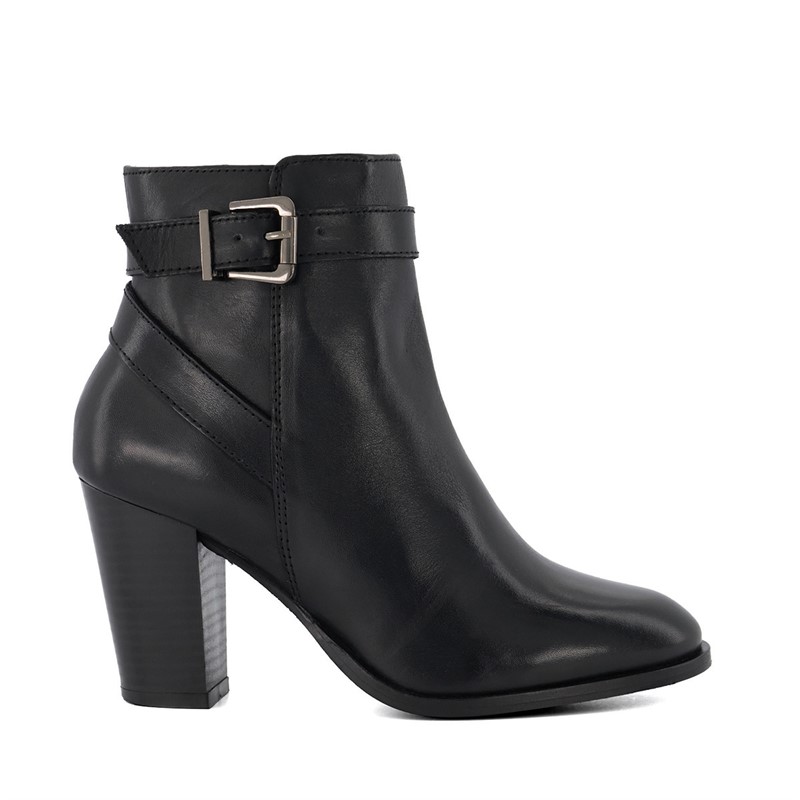 Dune Womens Phillipa 2 Buckled Ankle Boots Black Leather