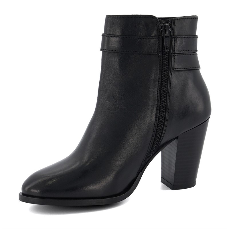 Dune Womens Phillipa 2 Buckled Ankle Boots Black Leather