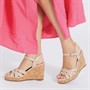 Dune Womens Koral Wedge Sandals Nude Leather