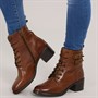 Dune Womens Paxan Buckled Ankle Boots Tan Leather