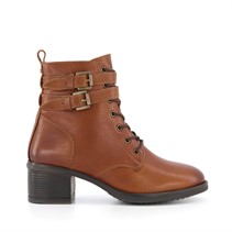 Dune Womens Paxan Buckled Ankle Boots Tan Leather