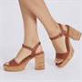 Dune Womens Jodi Chunky Heeled Platform Sandals Tan