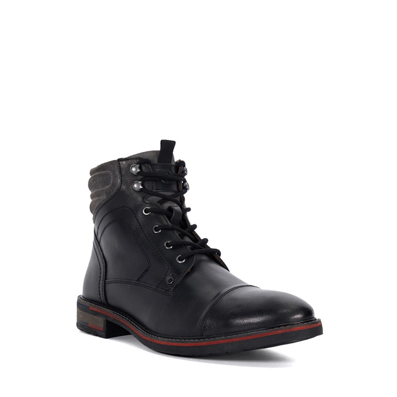 Dune Mens Capri Boots Black Leather