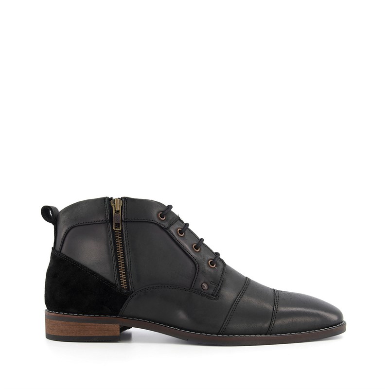 Dune Mens Capitol Chukka Boots Black Leather