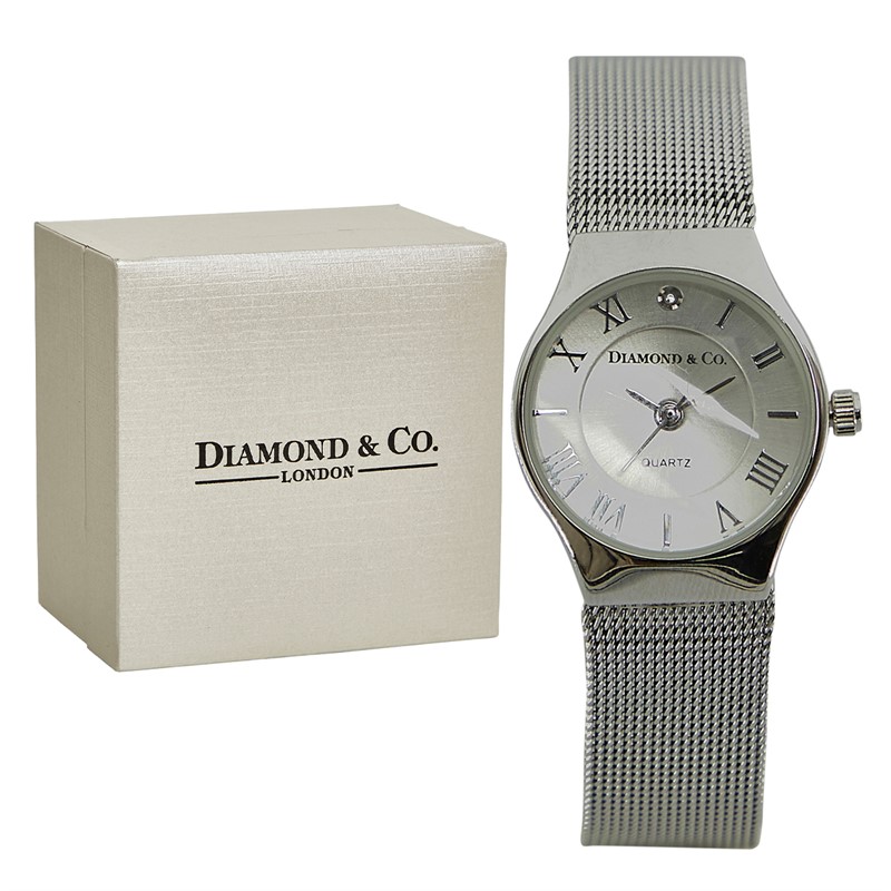 Diamond & Co Womens Watch With Genuine Diamond Silver