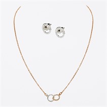 Diamond & Co Womens Necklace And Earrings Gift Set With Diamond Silver/Gold