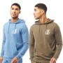 DFND London Mens Blake Two Pack Hoodie Khaki/Airforce Blue