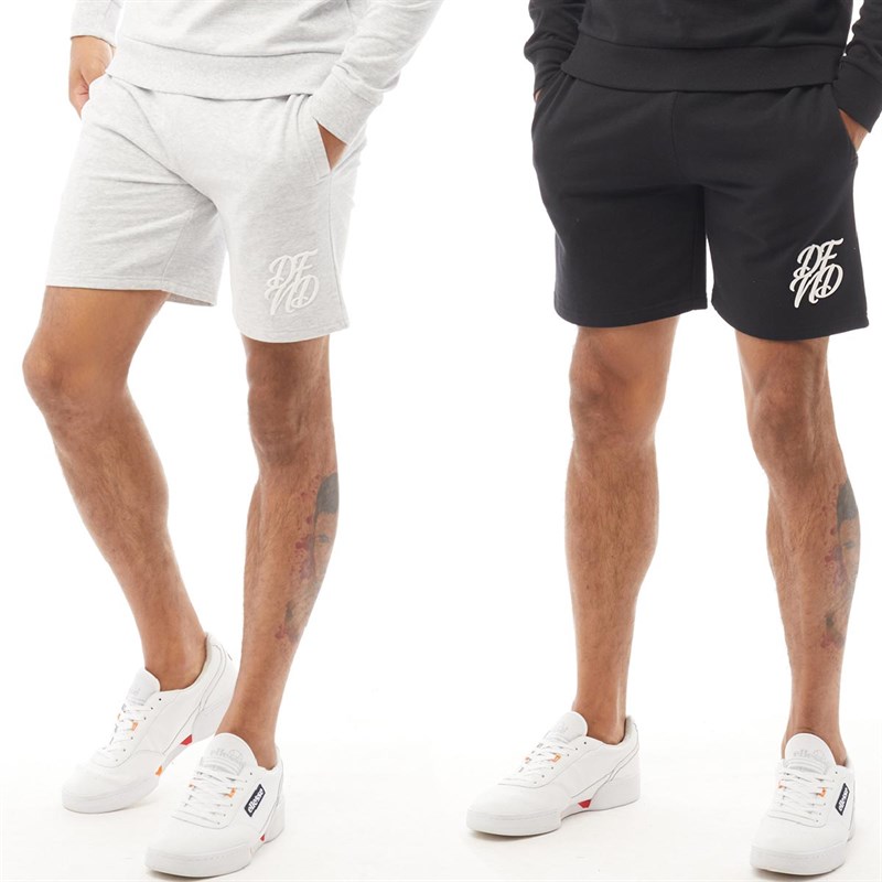 DFND London Mens Blake Two Pack Shorts Black/Light Grey Marl