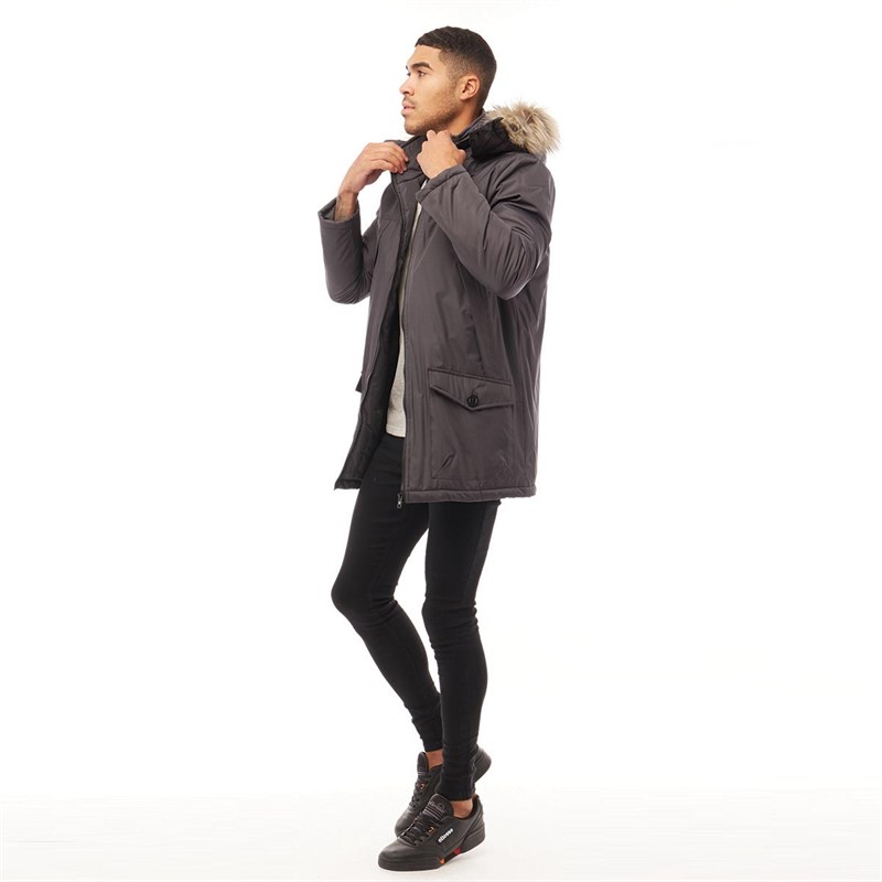 DFND London Męskie Polar Kurtka Parka Ciemny Ciemny grafit