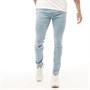 DFND London Mens Leader Ripped Skinny Denim Jeans Light Blue