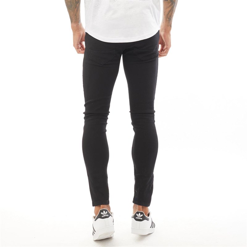 DFND London Herren Skinny Jeans Schwarz