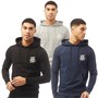 DFND London Mens Amos Three Pack Hoodies Black/Light Grey Melange/Navy