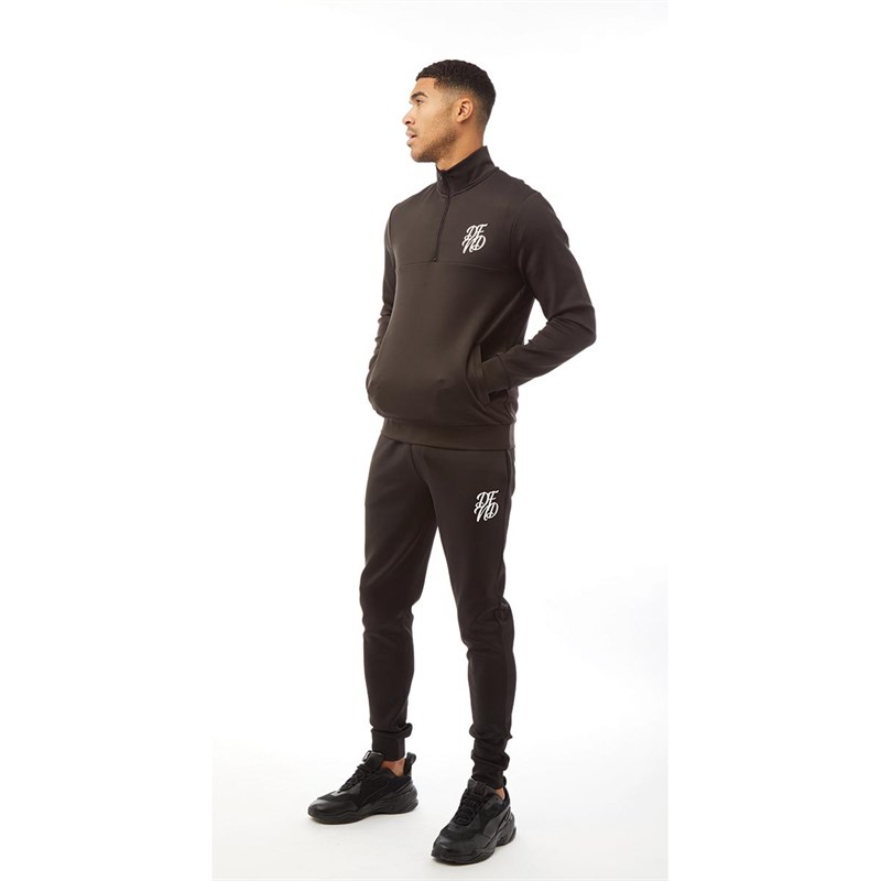 DFND London Mens Barrat Poly 1/2 Zip Tracksuit Black