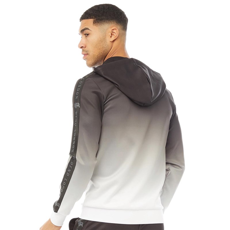 DFND London Herren Ombre Sublimated Kapuzentop Schwarz