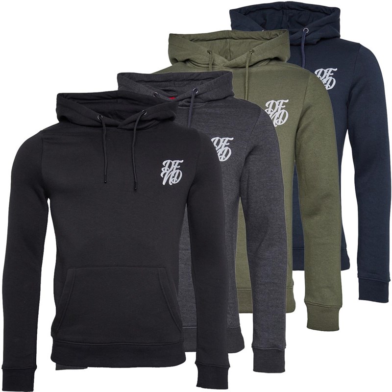 DFND London Mens Amos Four Pack Hoodies Black/Khaki/Navy/Charcoal
