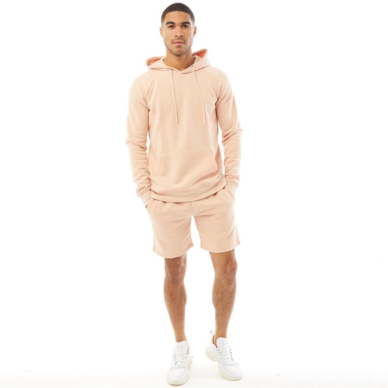 DFND London Mens Milan Hoodie And Shorts Set Cameo Rose