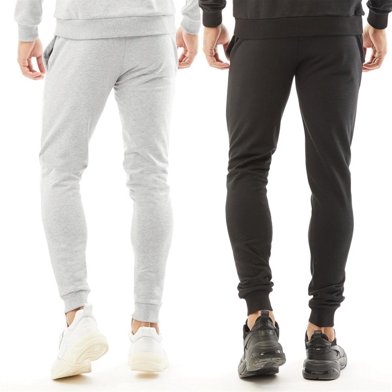 DFND London Mens Amos Two Pack Joggers Black/Light Grey Melange