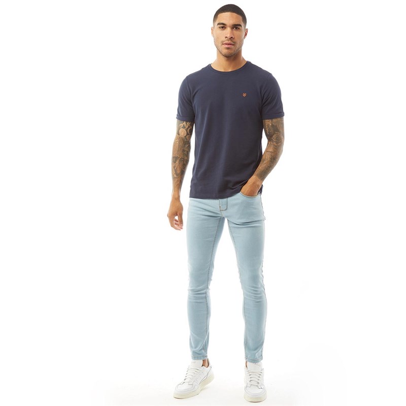 Buy DFND London Mens Covert Skinny Jeans Light Blue