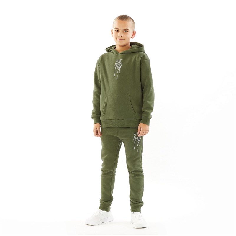 DFND London Boys Dripper Hoodie Khaki