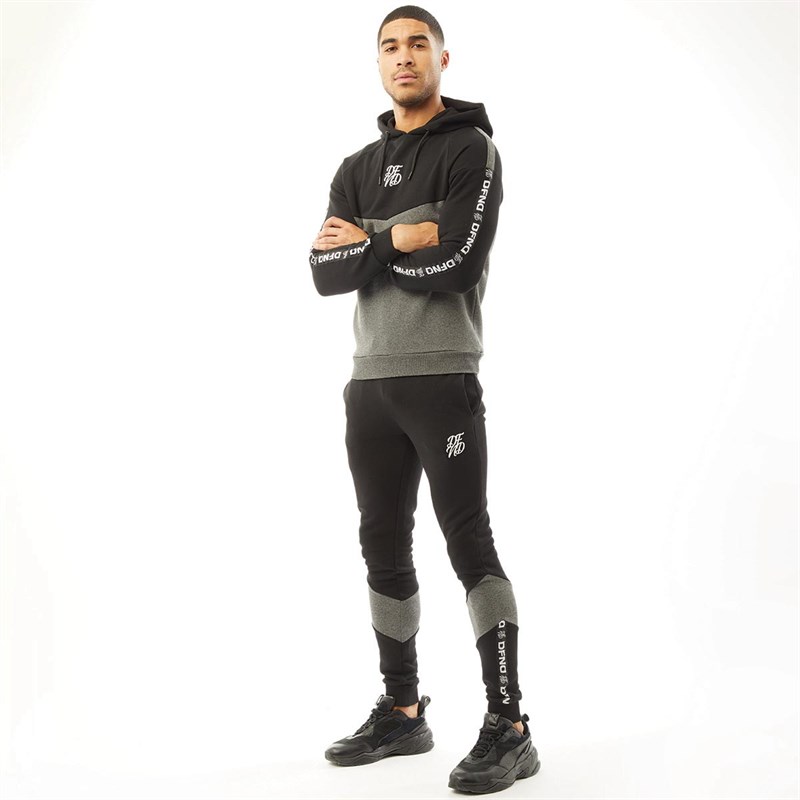 DFND London Mens Right On Hoodie Black/Charcoal