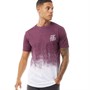DFND London Mens Eroded T-Shirt Burgundy/White