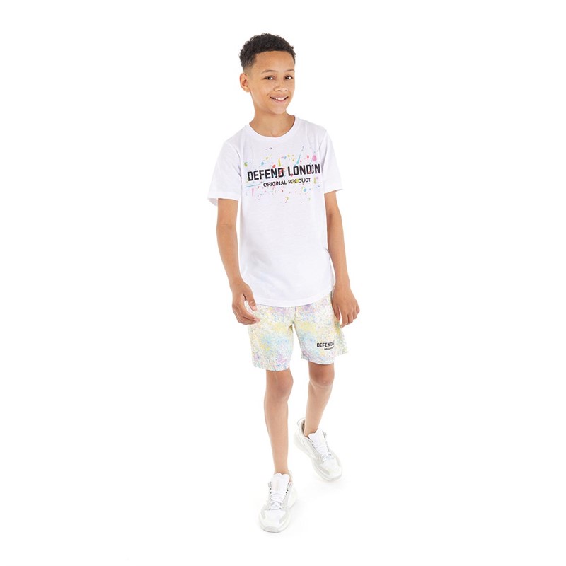 DFND London Boys Logo Splat T-Shirt White