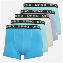 DFND London Mens Daniels Five Pack Boxers Blue/Turquoise/Pastel Blue/Lilac/Grey