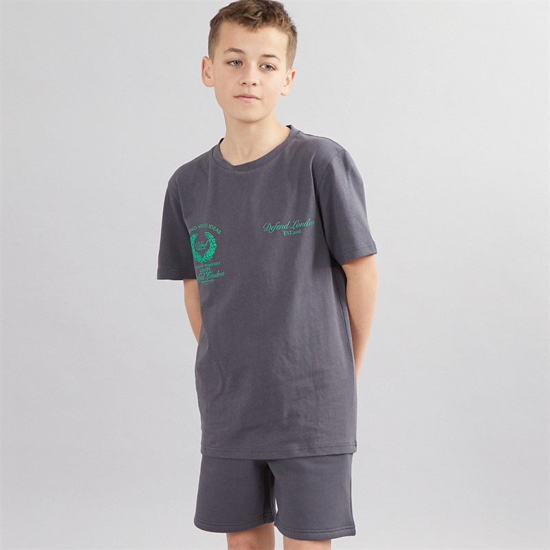 DFND London Boys T-Shirt And Shorts Co-Ord Set Grey