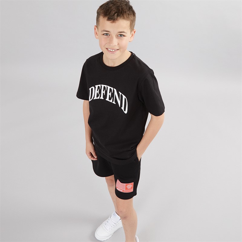 DFND London Boys T-Shirt And Shorts Co-Ord Set Black