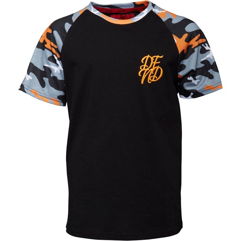 Buy DFND London Boys Daws Raglan Camo Print TShirt Black