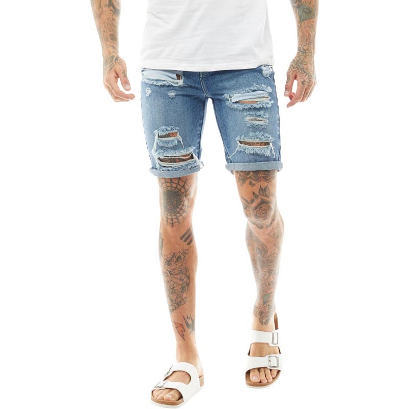 DFND London Heren Harley Denim Short Middelblauw