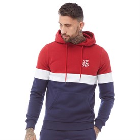 Dfnd London Heren Tricolour Hoodie Rood dfnd london kopen in de aanbieding